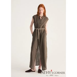 Biancalancia mosott lenvászon ruha övvel E26-755A 