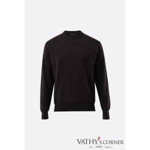 VanLaack vékony kötött sötétbarna pulóver selyem-pamut keverékékből S00376/190  Sindo