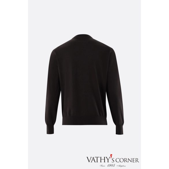 VanLaack vékony kötött sötétbarna pulóver selyem-pamut keverékékből S00376/190  Sindo