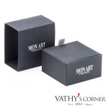 Mon Art kerek mandzsettagomb fekete bőr betéttel