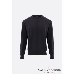   VanLaack vékony kötött sötétkék pulóver selyem-pamut keverékéből S00376/790 