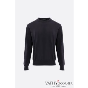 VanLaack vékony kötött sötétkék pulóver selyem-pamut keverékéből S00376/790 