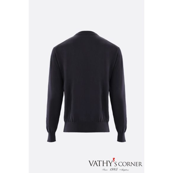 VanLaack vékony kötött sötétkék pulóver selyem-pamut keverékéből S00376/790 