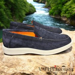 Santoni velúr cipő (loafer) GEXG77 KROKO PRINT MOKASZIN 