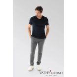 vanLaack V-nyakú sötétkék svájci pamut póló 180031 790