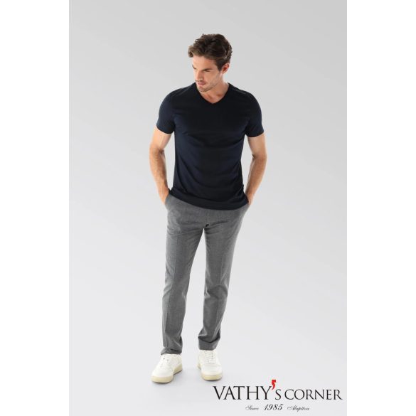 vanLaack V-nyakú sötétkék svájci pamut póló 180031 790