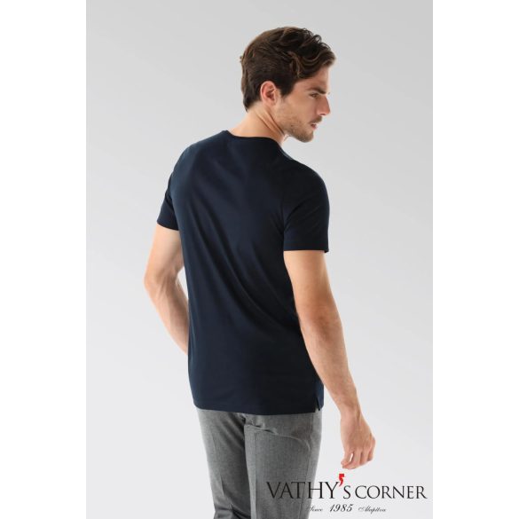 vanLaack V-nyakú sötétkék svájci pamut póló 180031 790