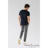 vanLaack V-nyakú sötétkék svájci pamut póló 180031 790