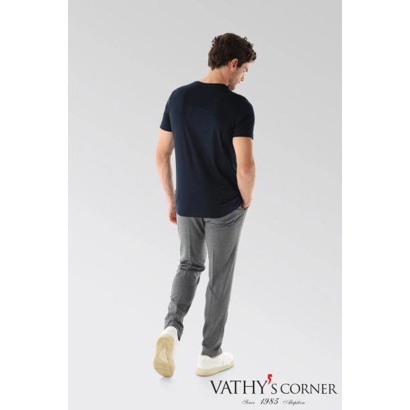 vanLaack V-nyakú sötétkék svájci pamut póló 180031 790