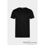 vanLaack V-nyakú fekete svájci pamut póló 180031 099