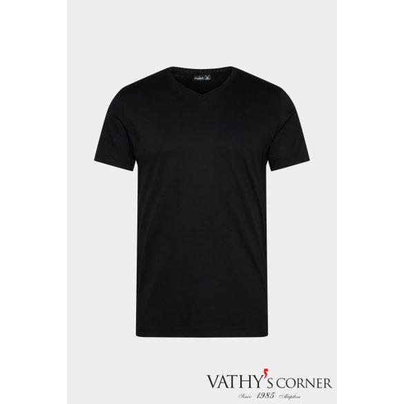 vanLaack V-nyakú fekete svájci pamut póló 180031 099