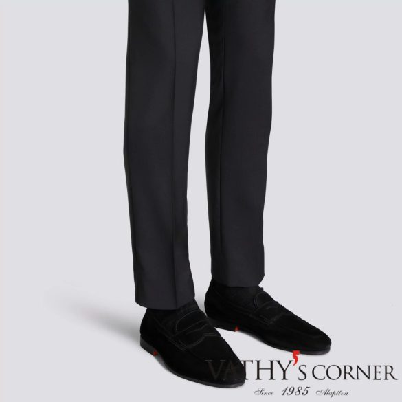 Santoni puha velúr fekete mokaszín SCU60 