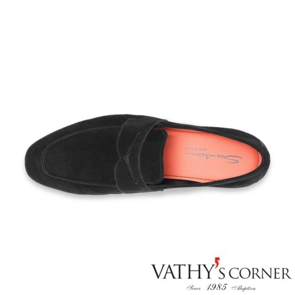 Santoni puha velúr fekete mokaszín SCU60 