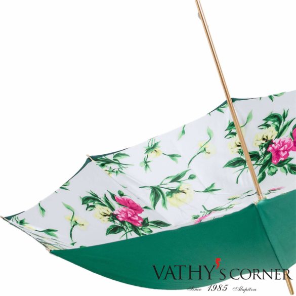 Pasotti  Női duplafalú smaragd zöld virágos esernyő 5G763