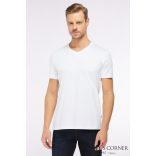 vanLaack V-nyakú fehér svájci pamut póló 180031 000