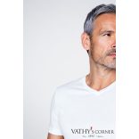 vanLaack V-nyakú fehér svájci pamut póló 180031 000