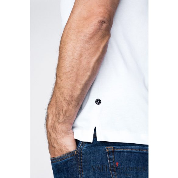 vanLaack V-nyakú fehér svájci pamut póló 180031 000