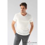 vanLaack V-nyakú fehér svájci pamut póló 180031 000