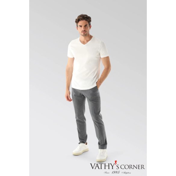 vanLaack V-nyakú fehér svájci pamut póló 180031 000