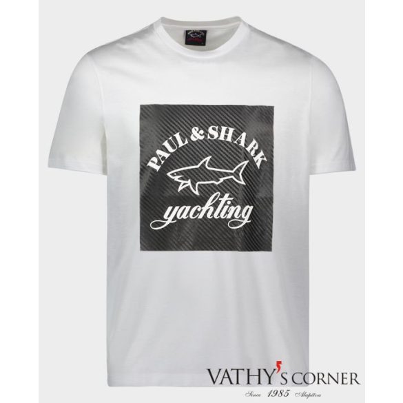 Paul&Shark férfi pamut póló fényvisszaverő logóval A20P1671 010 