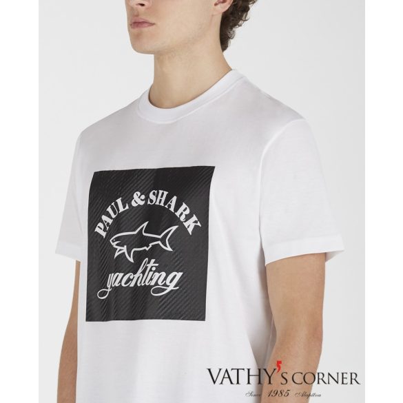 Paul&Shark férfi pamut póló fényvisszaverő logóval A20P1671 010 