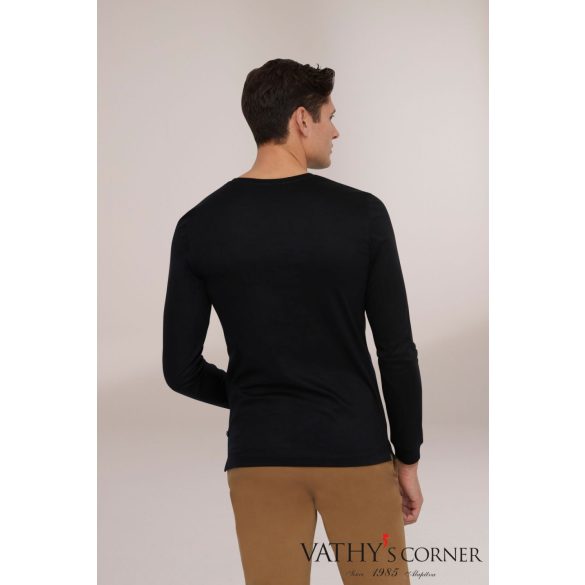 vanLaack hosszú ujjú fekete svájci pamut póló 180031/099 PARO