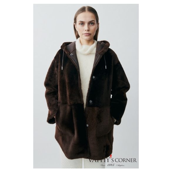 Werner Christ kifordítható báránybőr kabát kapucnival 52 2306 959 Kim