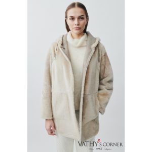 Werner Christ kifordítható báránybőr kabát kapucnival 52 2306 121 Kim 