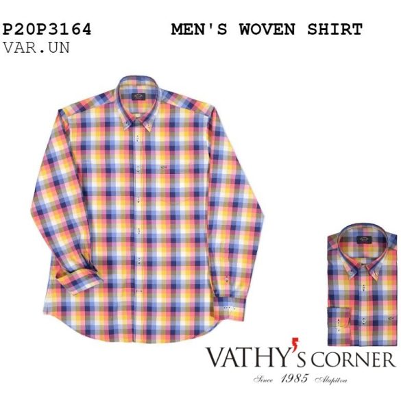 Paul&Shark nagy kockás legombolható nyakú pamut ing P20P3164