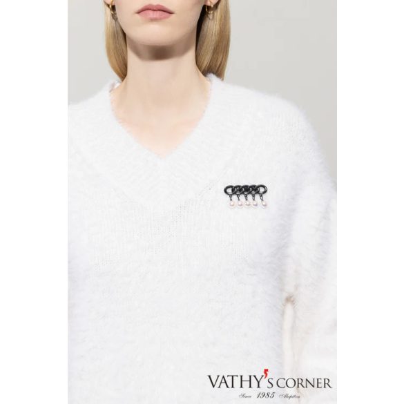 Luisa Cerano szőrme hatású pulóver brossal 128729/5351 0107 