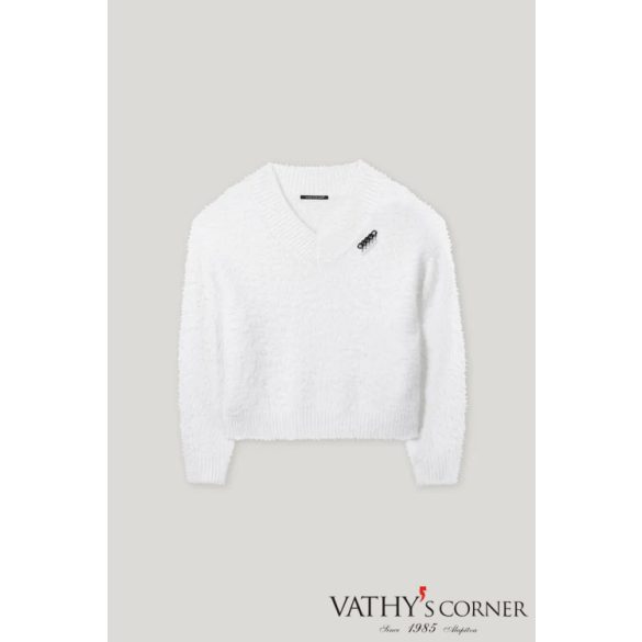 Luisa Cerano szőrme hatású pulóver brossal 128729/5351 0107 