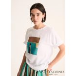 Biancalancia pamut-viszkóz póló mintával E26-475J 44 