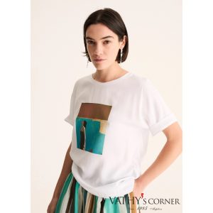 Biancalancia pamut-viszkóz póló mintával E26-475J 44 