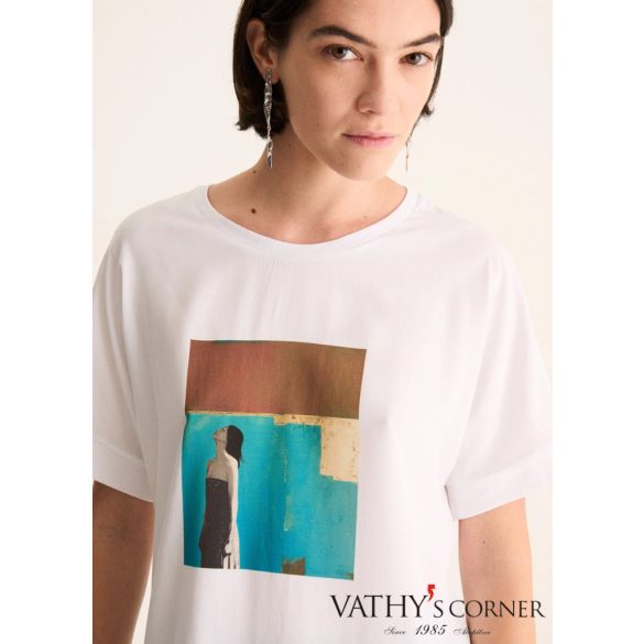 Biancalancia pamut-viszkóz póló mintával E26-475J 44 