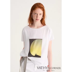 Biancalancia pamut-viszkóz póló mintával E26-465J 18 