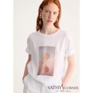 Biancalancia pamut-viszkóz póló mintával E26-460J 02