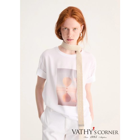 Biancalancia pamut-viszkóz póló mintával E26-460J 02