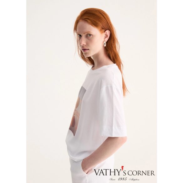 Biancalancia pamut-viszkóz póló mintával E26-460J 02