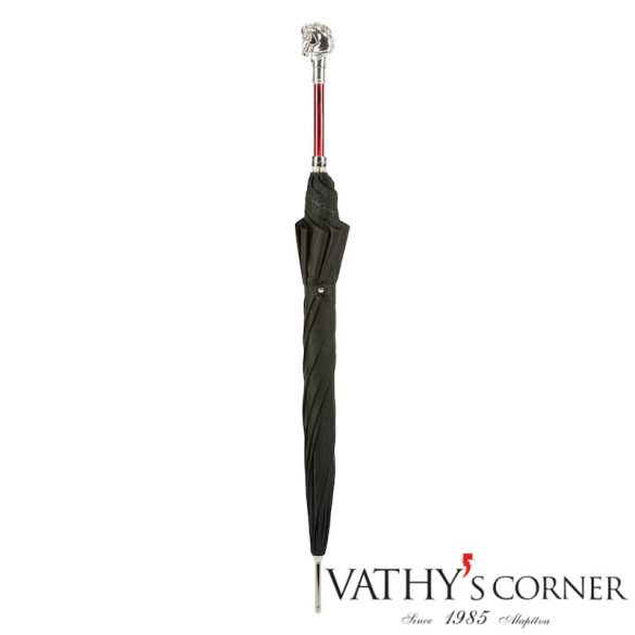 Pasotti elegáns esernyő ezüst ló fogantyúval bordó nyéllel