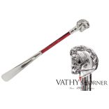 Pasotti ezüst lovas cipőkanál bordó nyéllel