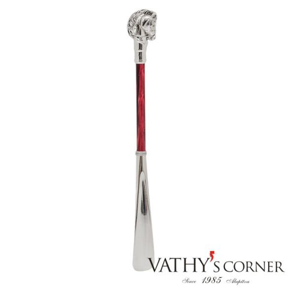 Pasotti ezüst lovas cipőkanál bordó nyéllel