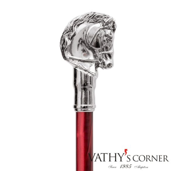 Pasotti ezüst lovas cipőkanál bordó nyéllel