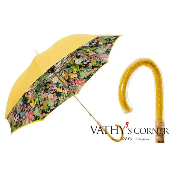 Pasotti női duplafalú virágos esernyő 5L011 arany csillámos nyéllel