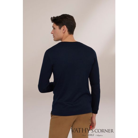vanLaack hosszú ujjú sötétkék svájci pamut póló 180031 790 PARO 