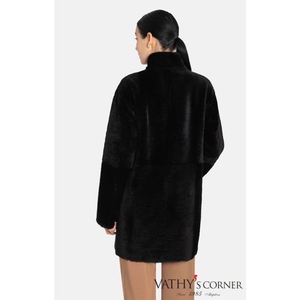 Werner Christ Női kifordítható báránybőr kabát bőrpántokkal 2883 666 Cilia 