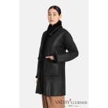 Werner Christ Női kifordítható báránybőr kabát bőrpántokkal 2883 666 Cilia 